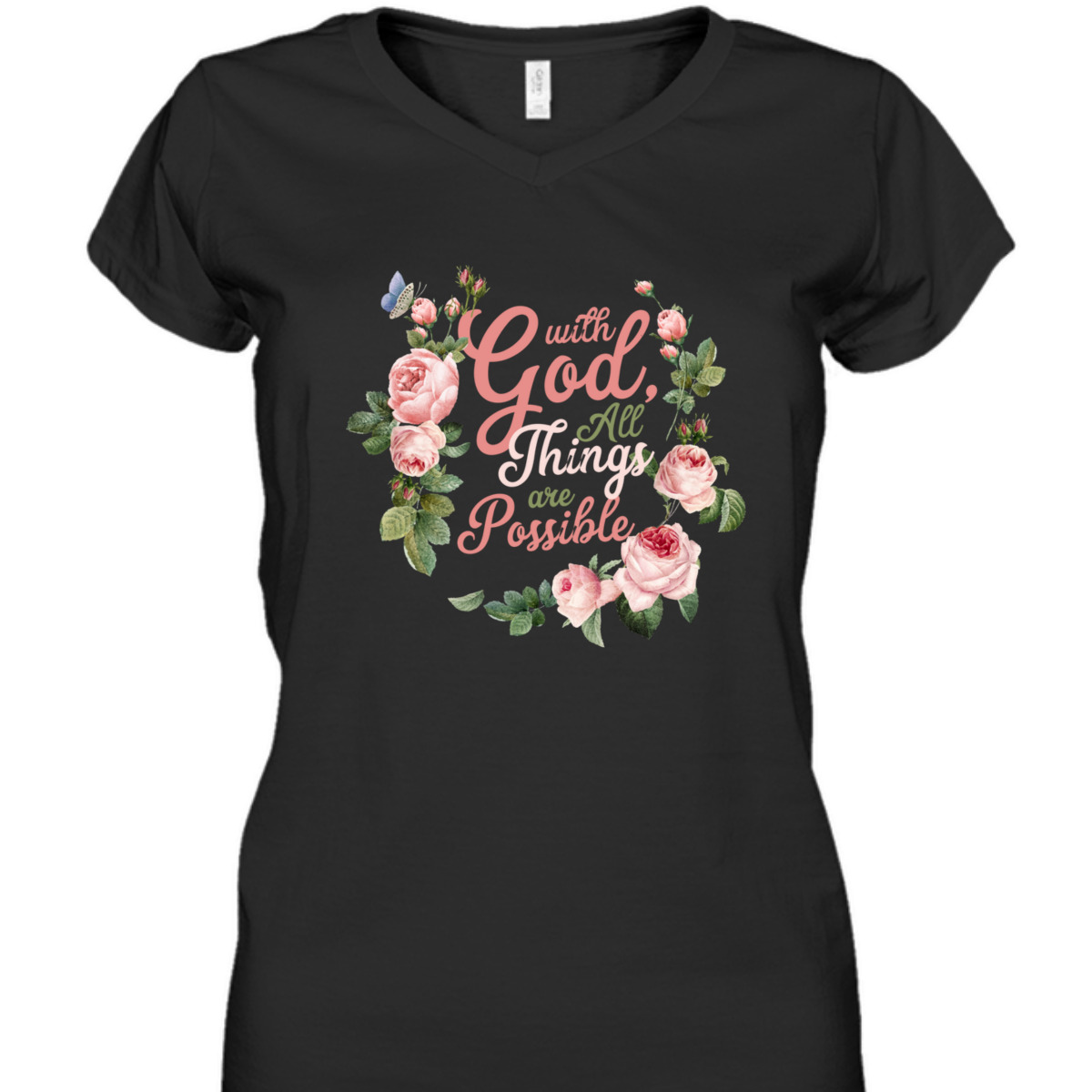 With God All Things Are Possible Prayer Bible Verse T-Shirt With God All Things Are Possible Prayer Bible Verse T-Shirt