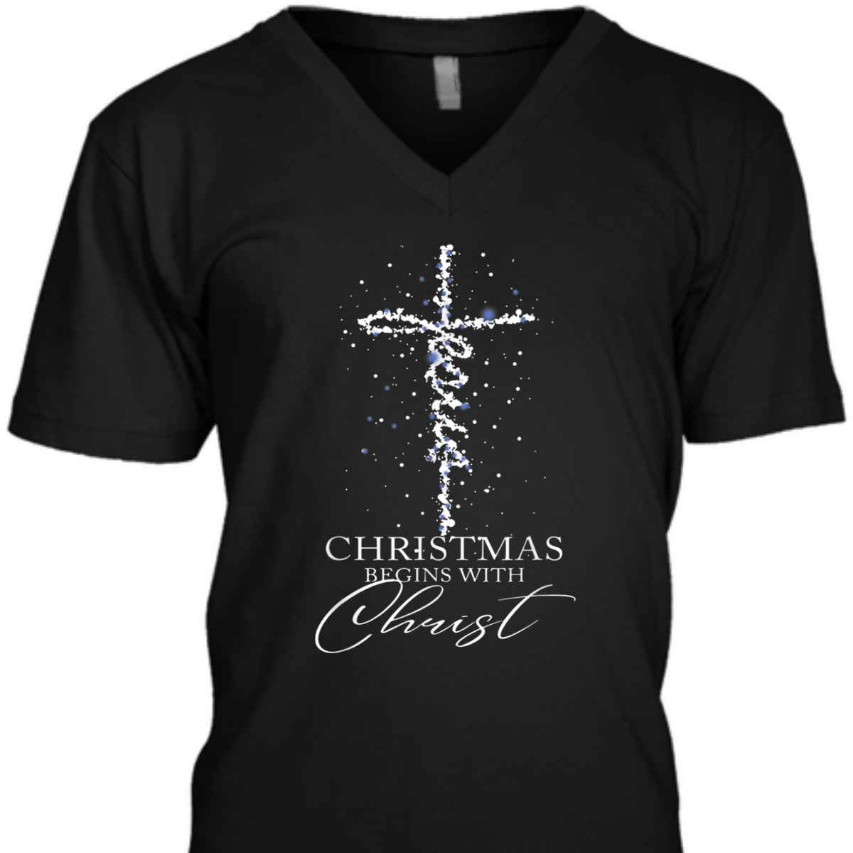 Christmas Begins With Christ T-Shirt Christian Cross Christmas Gift