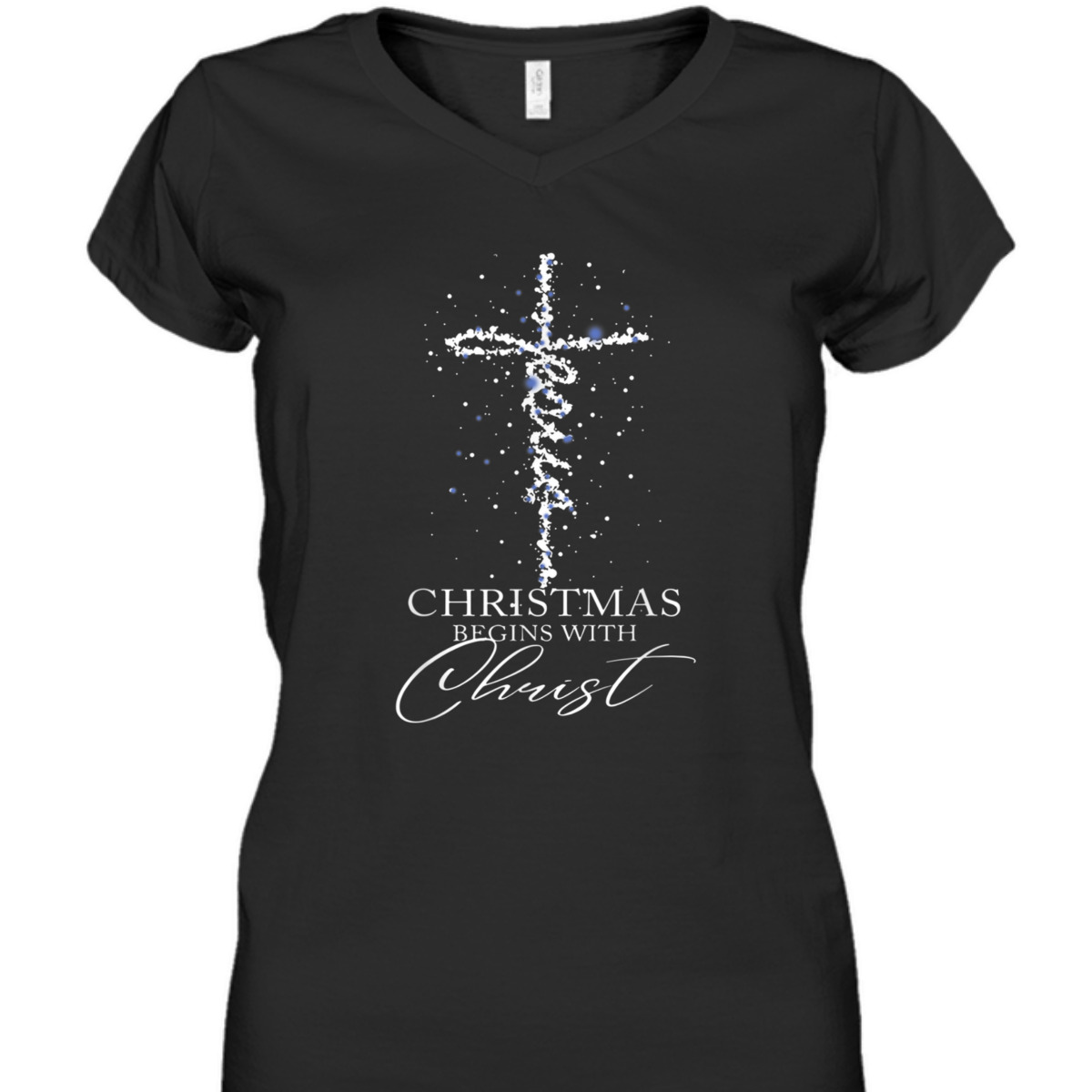 Christmas Begins With Christ T-Shirt Christian Cross Christmas Gift