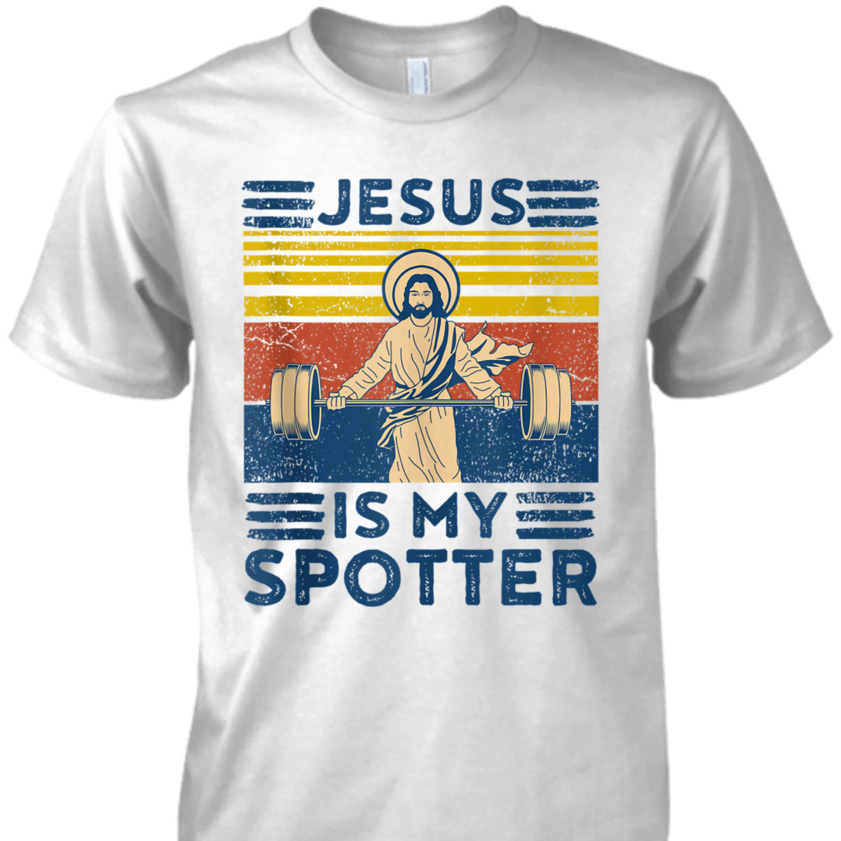 Funny Christian T-Shirt Athlete Workout Gym Jesus Is My Spotter Funny Christian T-Shirt Athlete Workout Gym Jesus Is My Spotter