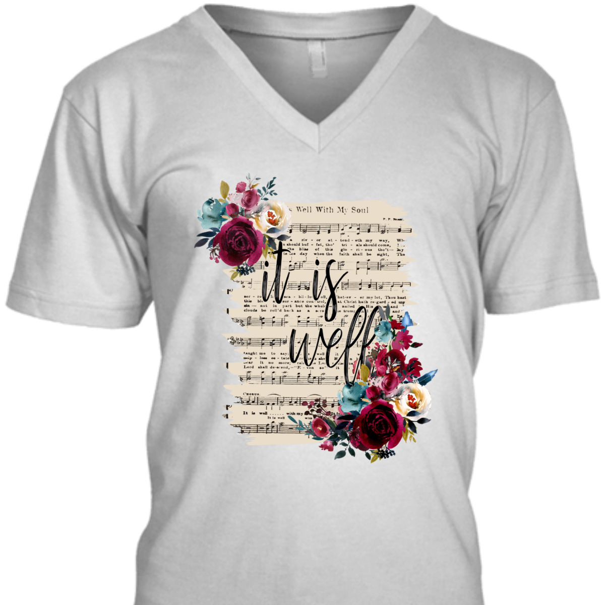 Floral It Is Well With My Soul T-Shirt Christian Religious