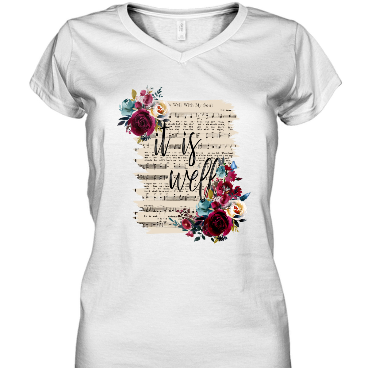 Floral It Is Well With My Soul T-Shirt Christian Religious Floral It Is Well With My Soul T-Shirt Christian Religious
