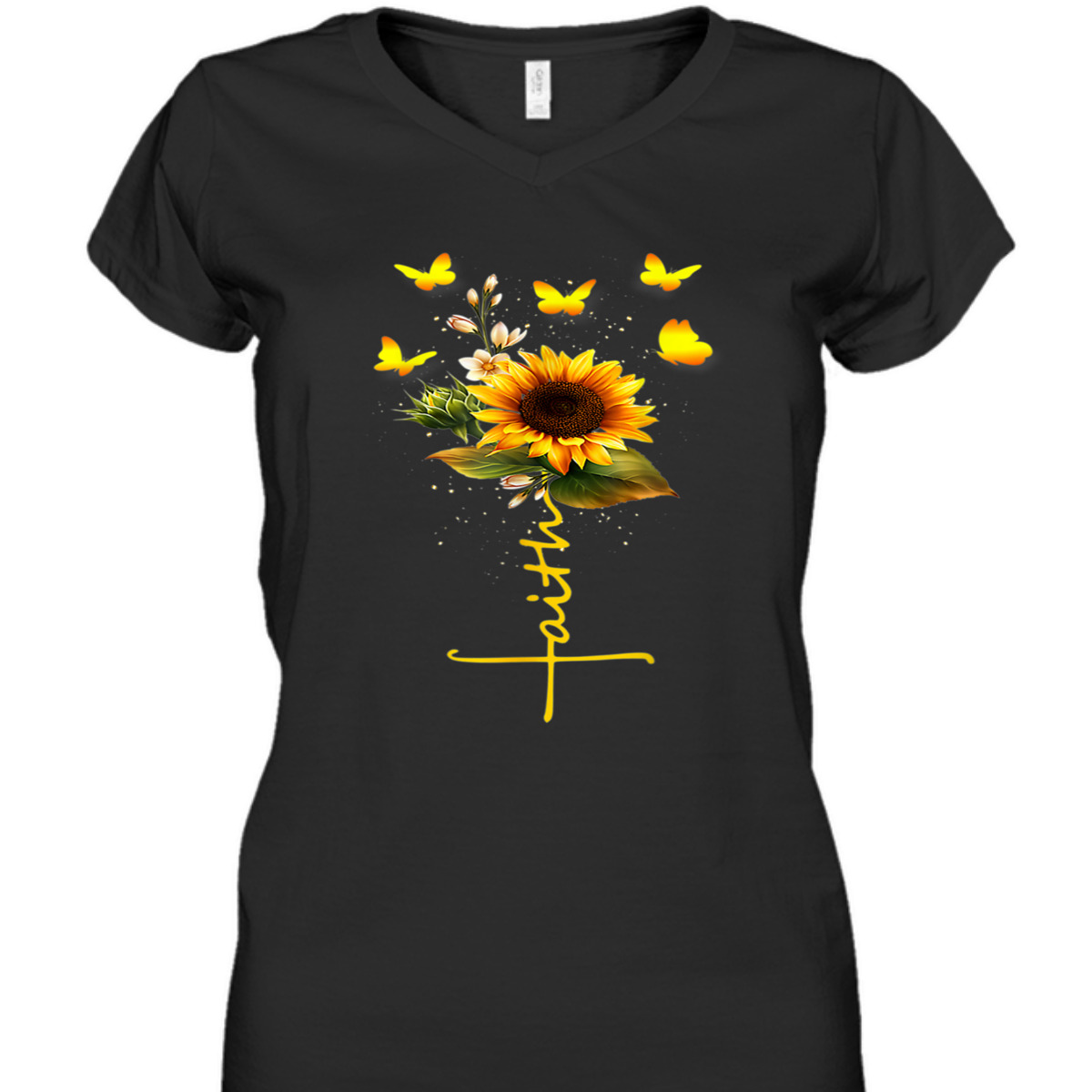 Vintage Faith T-Shirt Christian Cross And Sunflower Butterflies Flowers Vintage Faith T-Shirt Christian Cross And Sunflower Butterflies Flowers