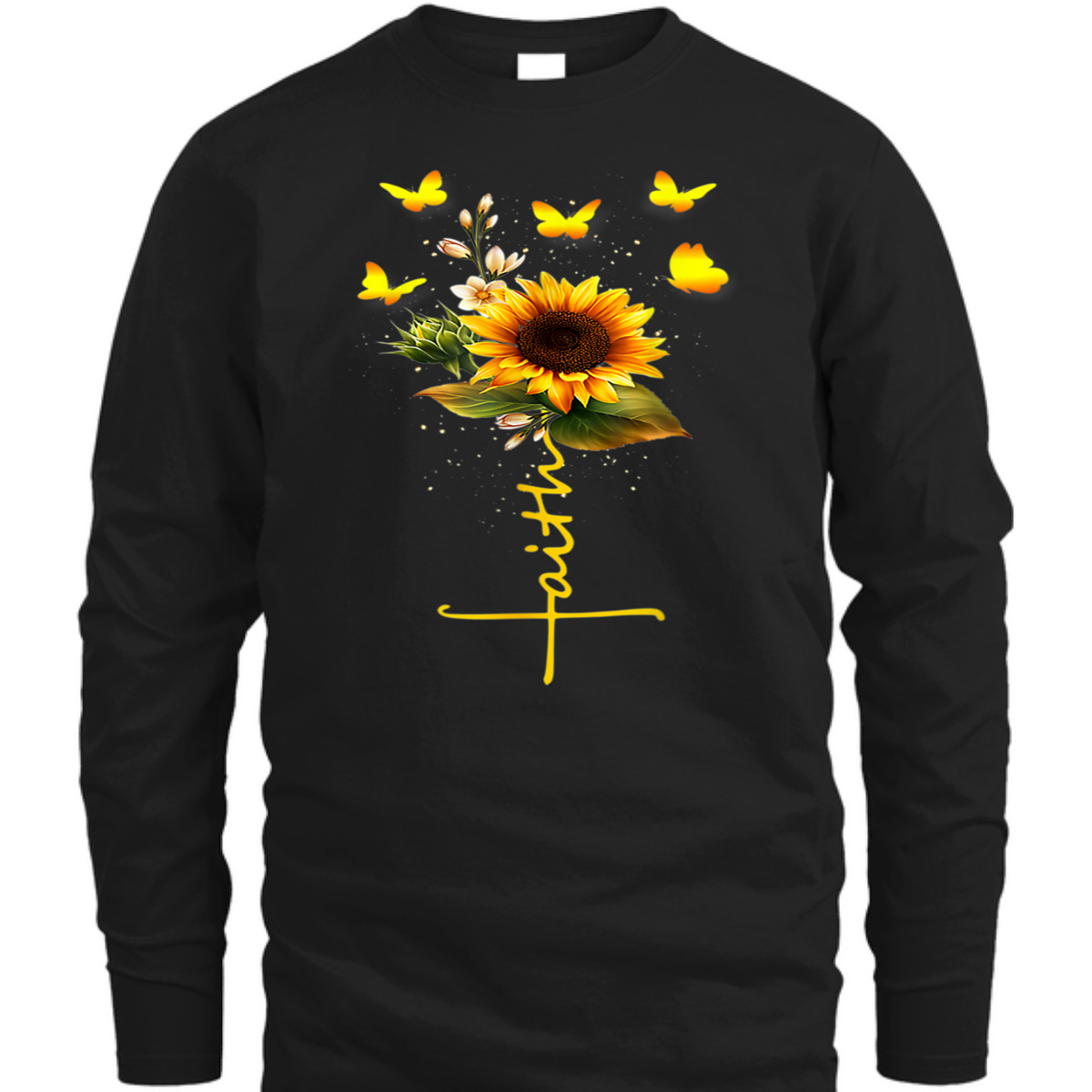 Vintage Faith T-Shirt Christian Cross And Sunflower Butterflies Flowers Vintage Faith T-Shirt Christian Cross And Sunflower Butterflies Flowers