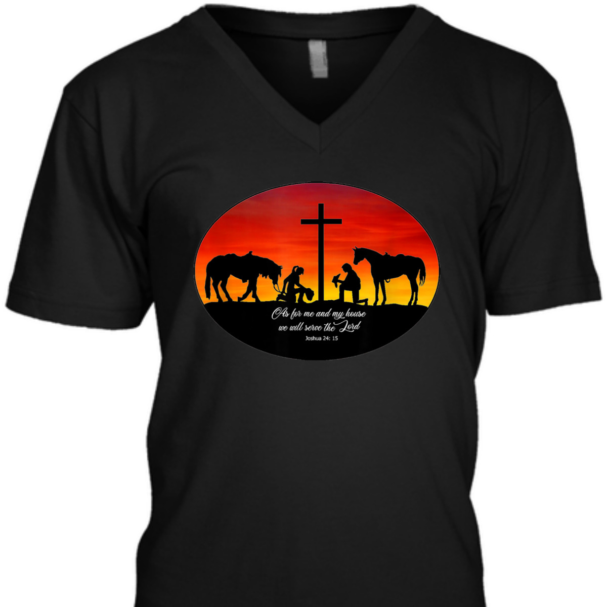 Bible Verse T-Shirt Joshua 24:15 Christian Cowboy We Will Serve The Lord