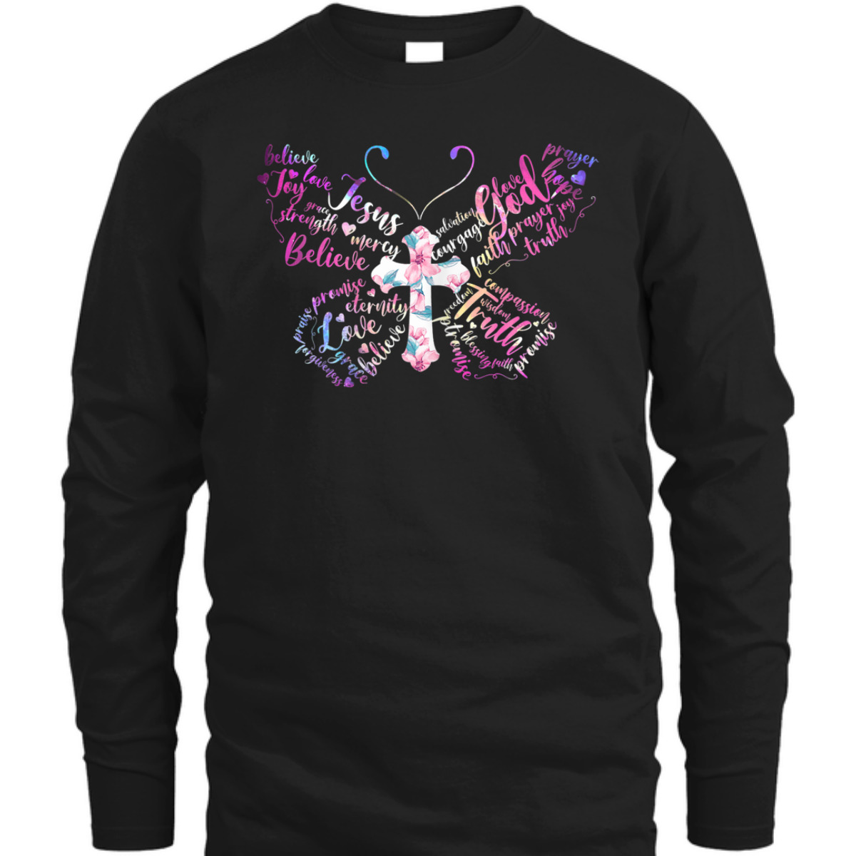 Butterfly Prayer Jesus Christian Cross Floral T-Shirt Butterfly Prayer Jesus Christian Cross Floral T-Shirt