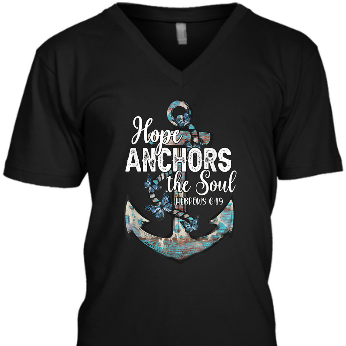 Bible Verse T-Shirt Hope Anchors The Soul Hebrews 619 Christian Cross Religious Gift