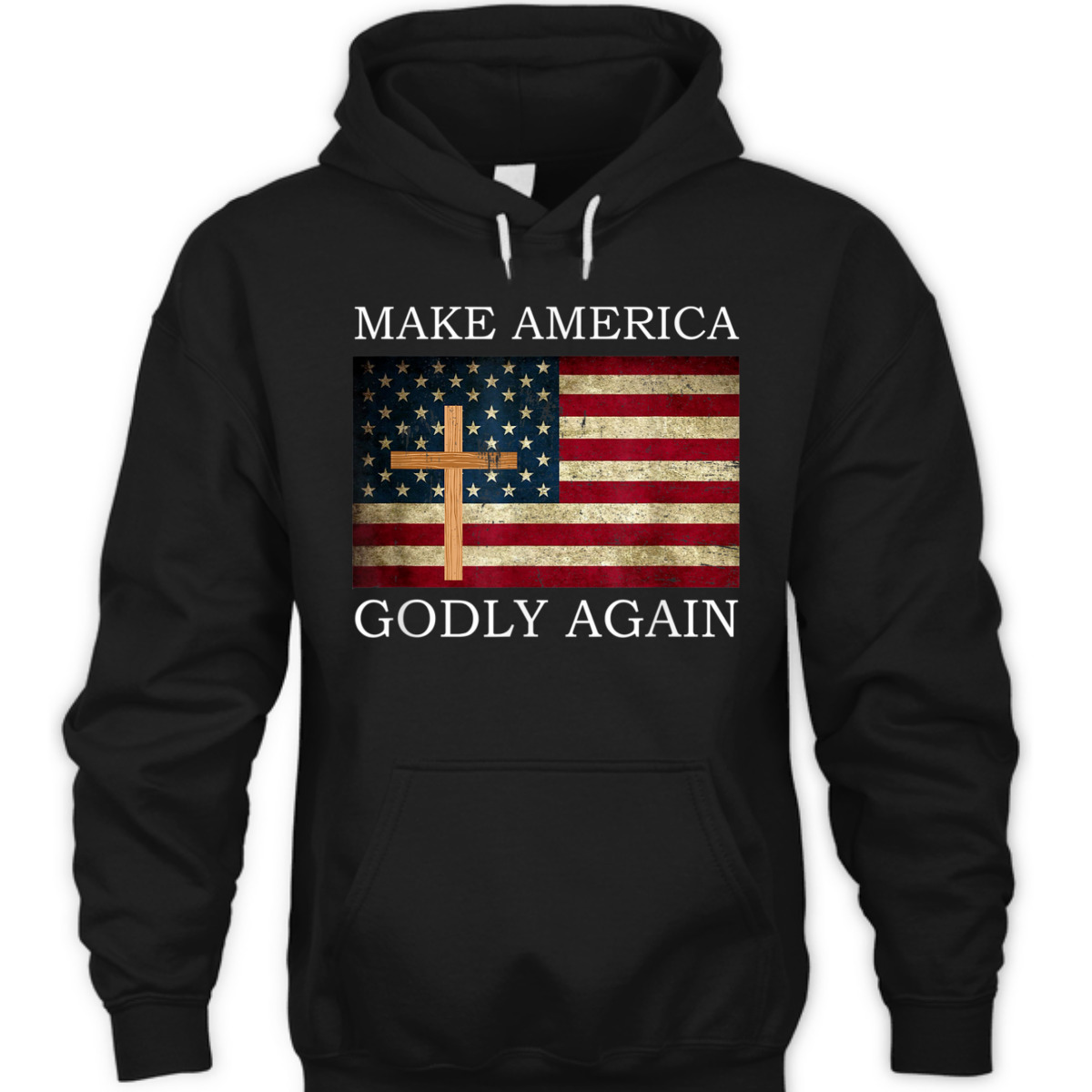 Make America Godly Again US American Flag Christian Cross T-Shirt