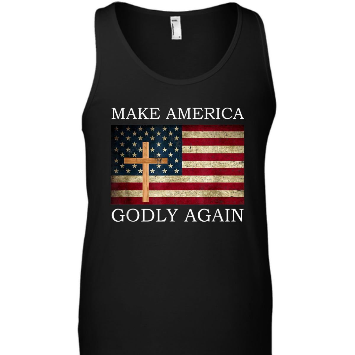 Make America Godly Again US American Flag Christian Cross T-Shirt