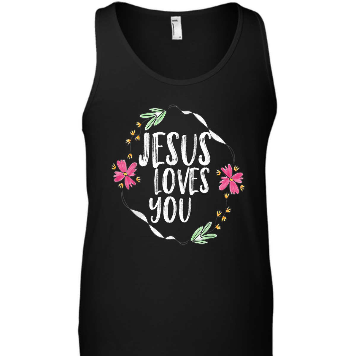 Jesus Loves You T-Shirt With Round Flower Frame