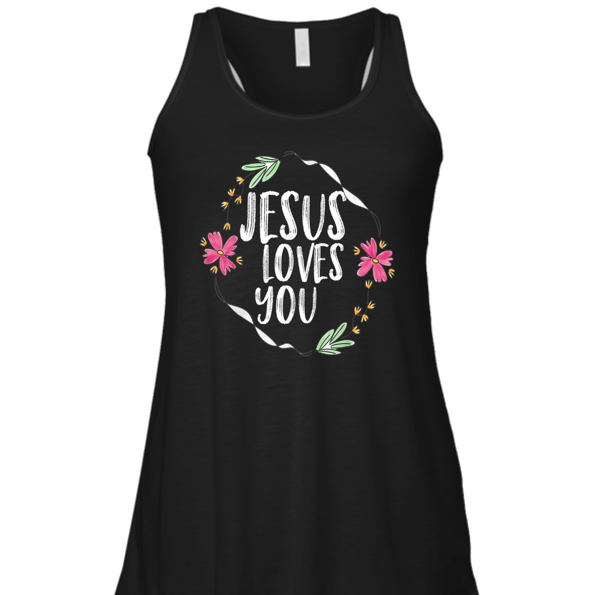 Jesus Loves You T-Shirt With Round Flower Frame Jesus Loves You T-Shirt With Round Flower Frame