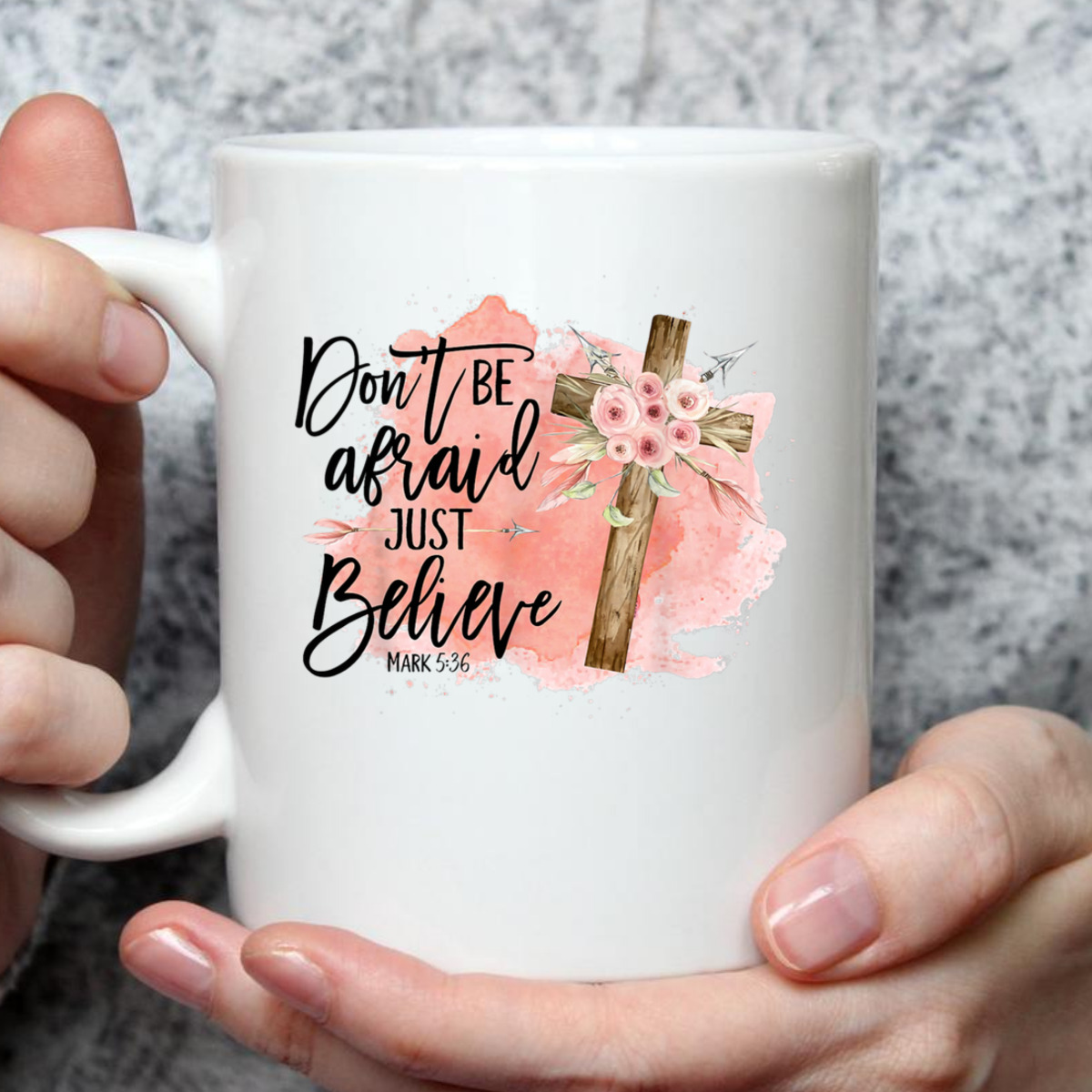 Floral Bible Verse T-Shirt Christian Cross Don't Be Afraid Just Believe Mark 5:36