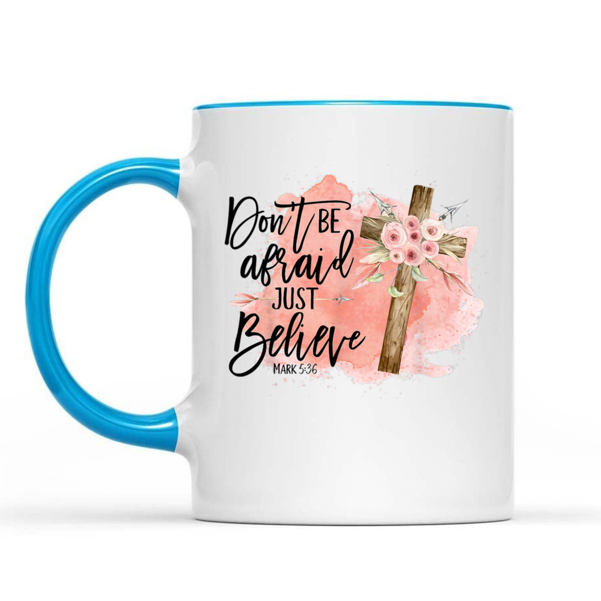 Floral Bible Verse T-Shirt Christian Cross Don't Be Afraid Just Believe Mark 5:36