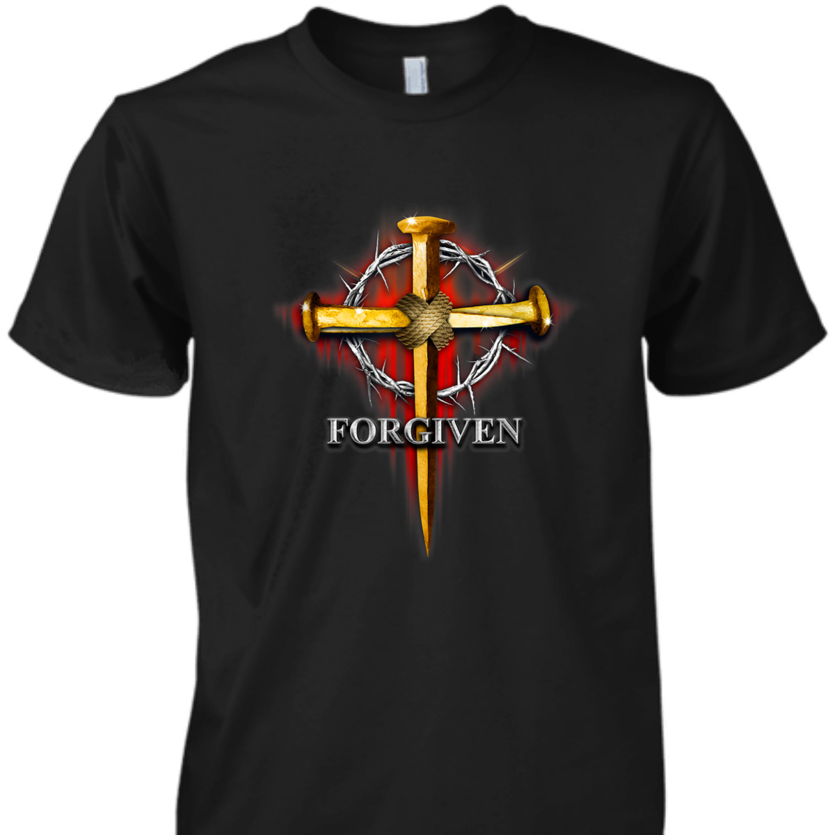 Nails And Crown Of Thorn Jesus Cross Forgiven T-Shirt