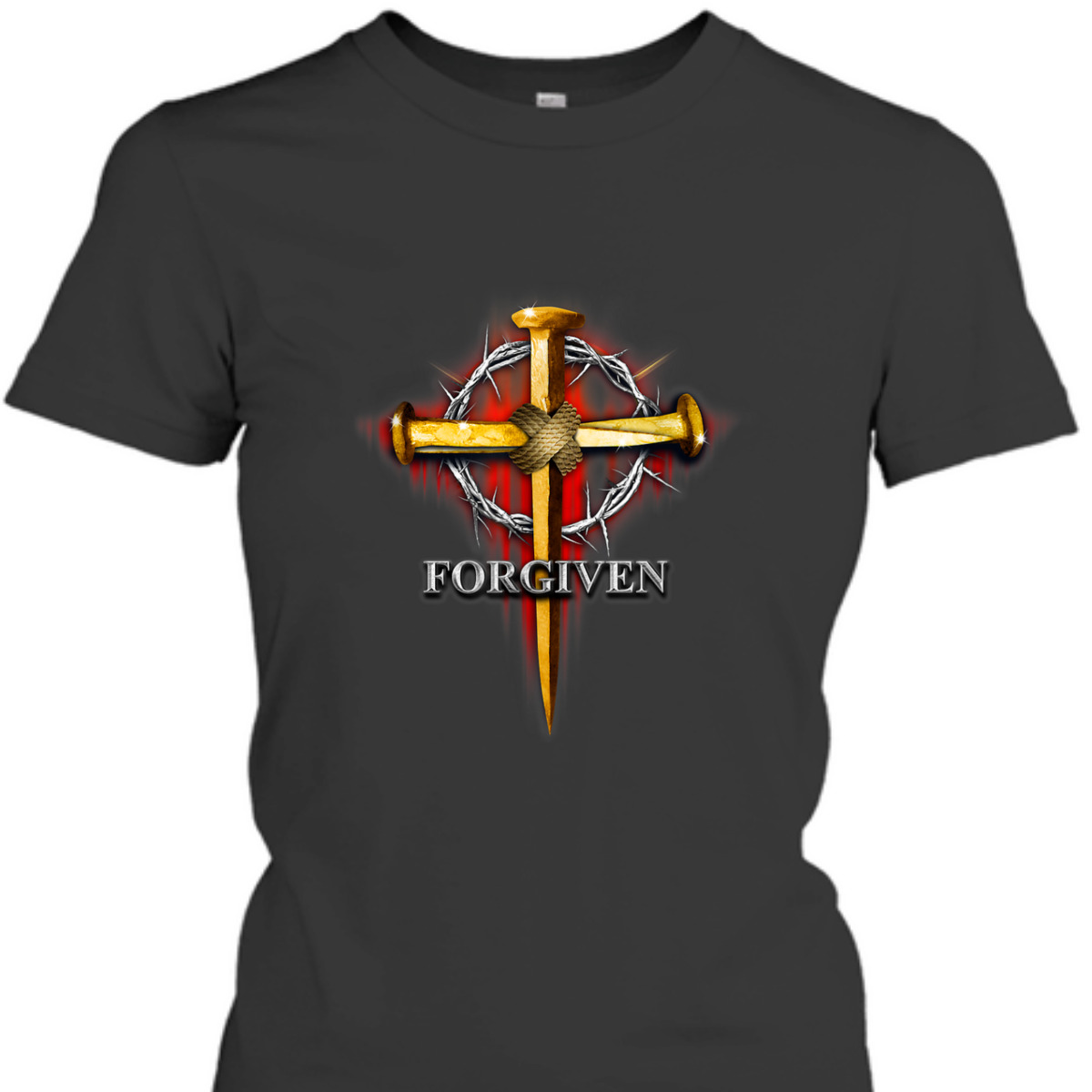 Nails And Crown Of Thorn Jesus Cross Forgiven T-Shirt Nails And Crown Of Thorn Jesus Cross Forgiven T-Shirt