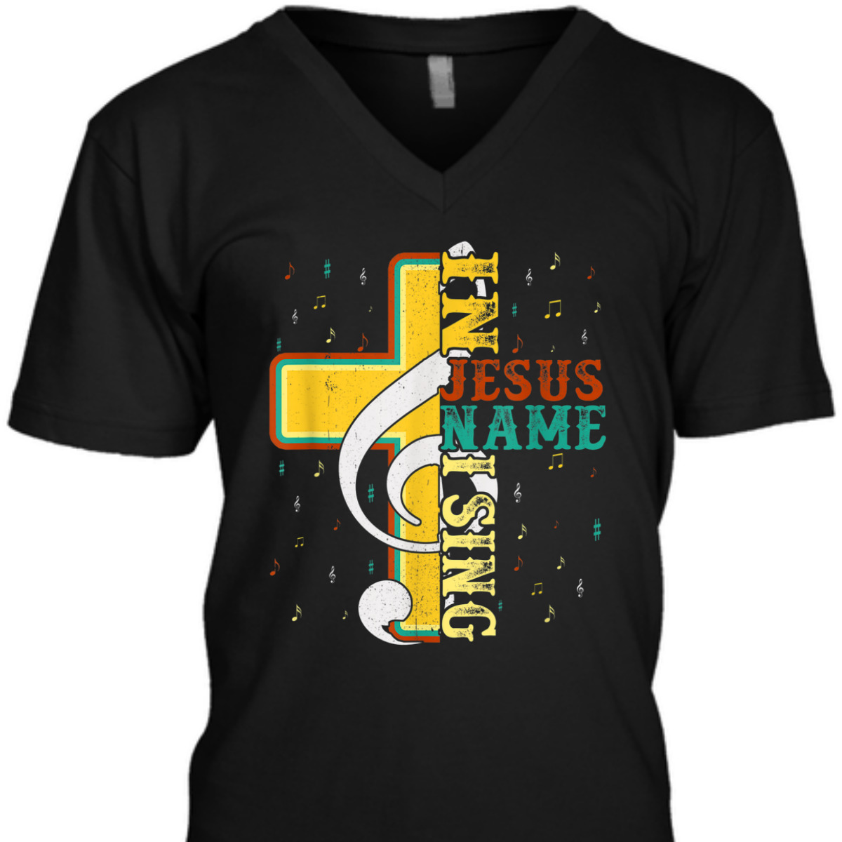 In Jesus Name I Sing T-Shirt Music Note Cross Vintage Gift In Jesus Name I Sing T-Shirt Music Note Cross Vintage Gift