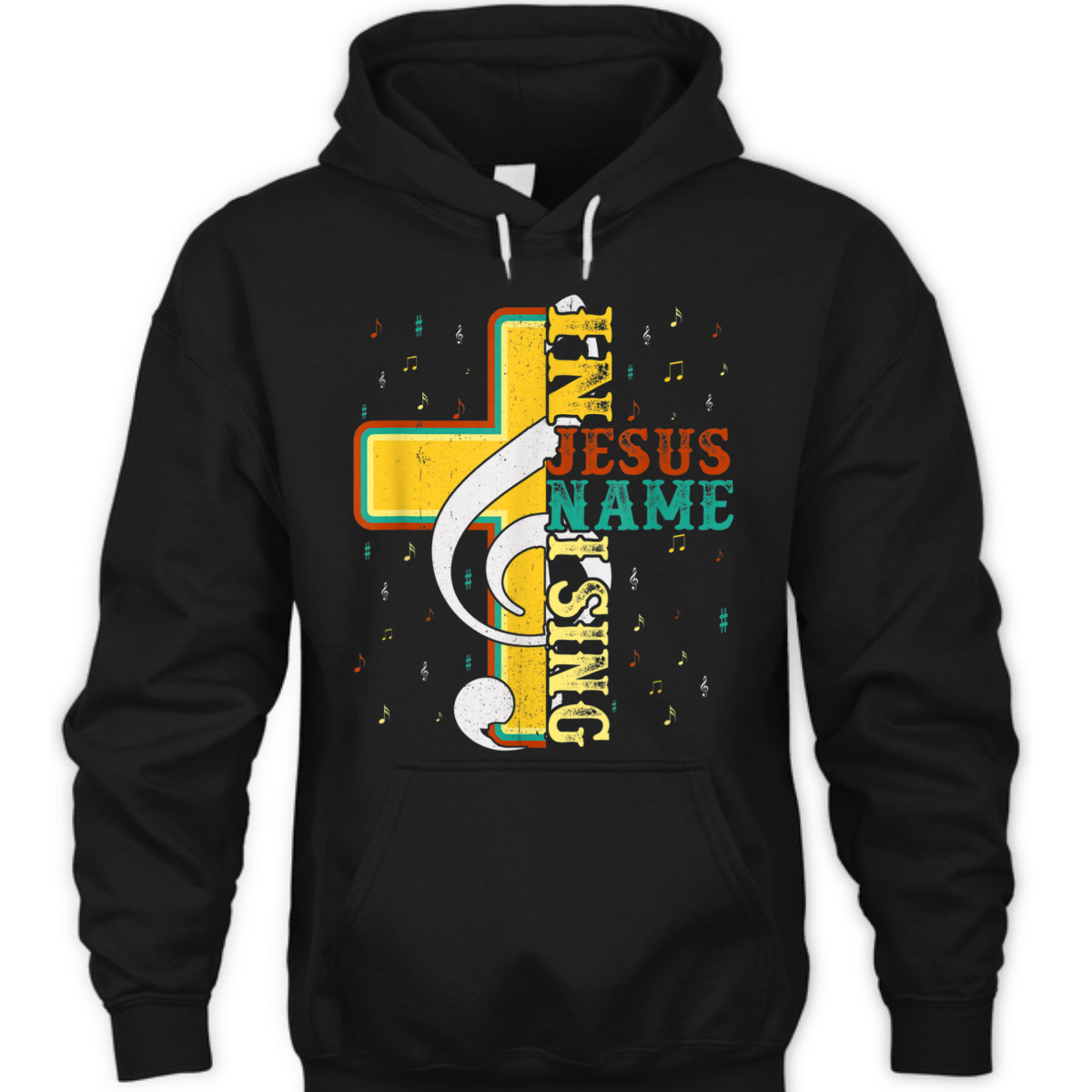 In Jesus Name I Sing T-Shirt Music Note Cross Vintage Gift