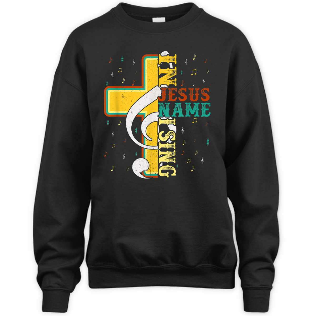 In Jesus Name I Sing T-Shirt Music Note Cross Vintage Gift
