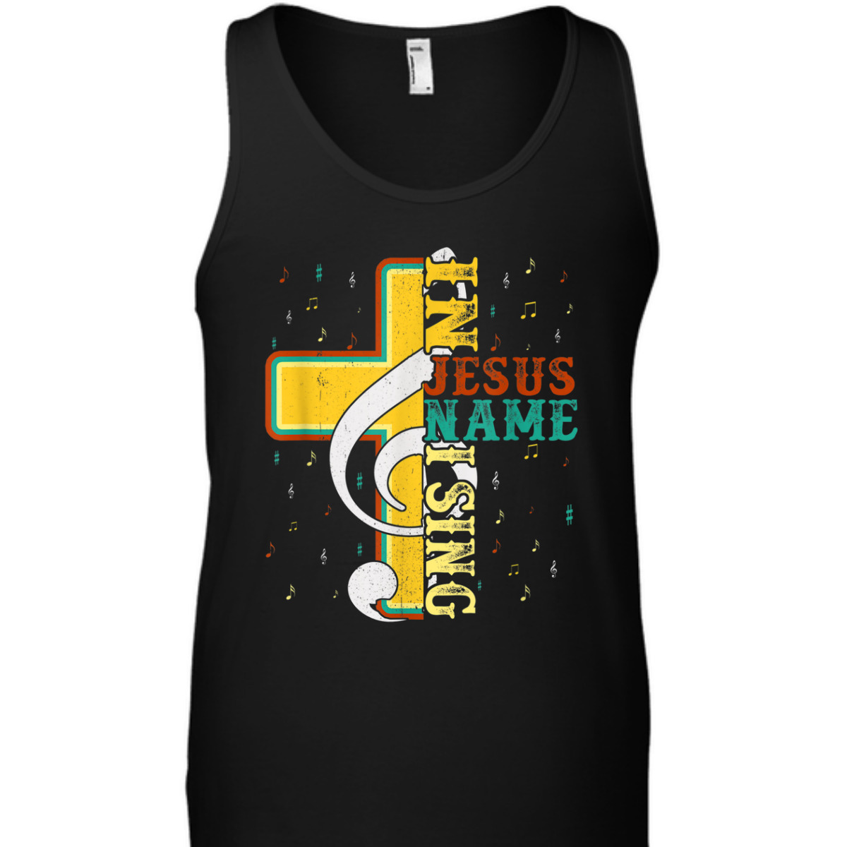In Jesus Name I Sing T-Shirt Music Note Cross Vintage Gift
