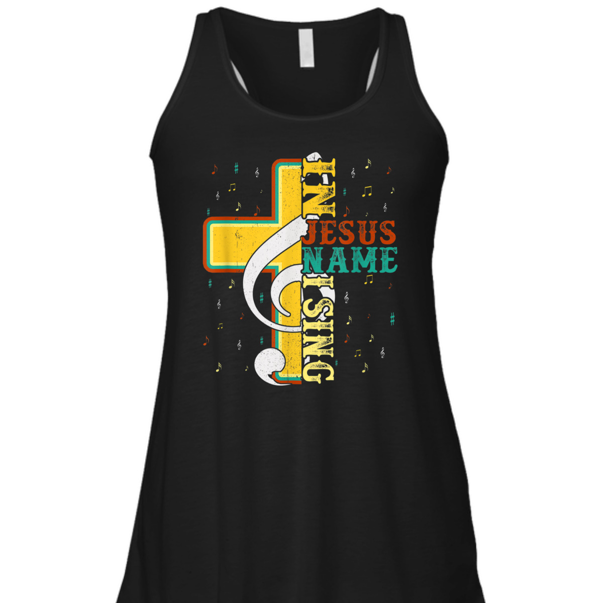 In Jesus Name I Sing T-Shirt Music Note Cross Vintage Gift