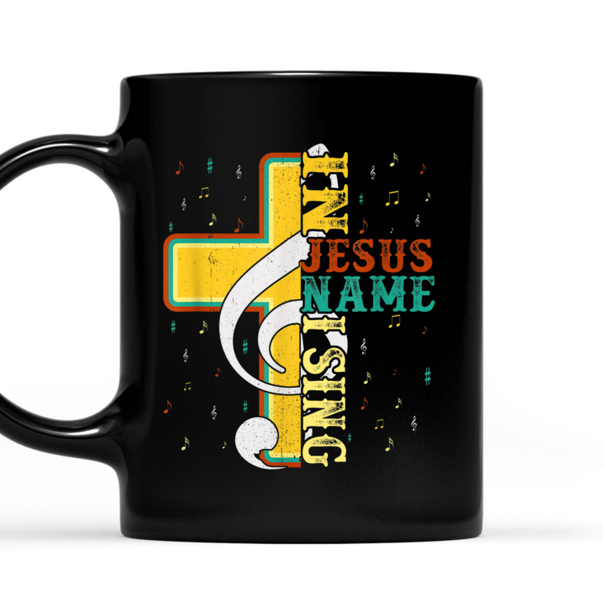 In Jesus Name I Sing T-Shirt Music Note Cross Vintage Gift