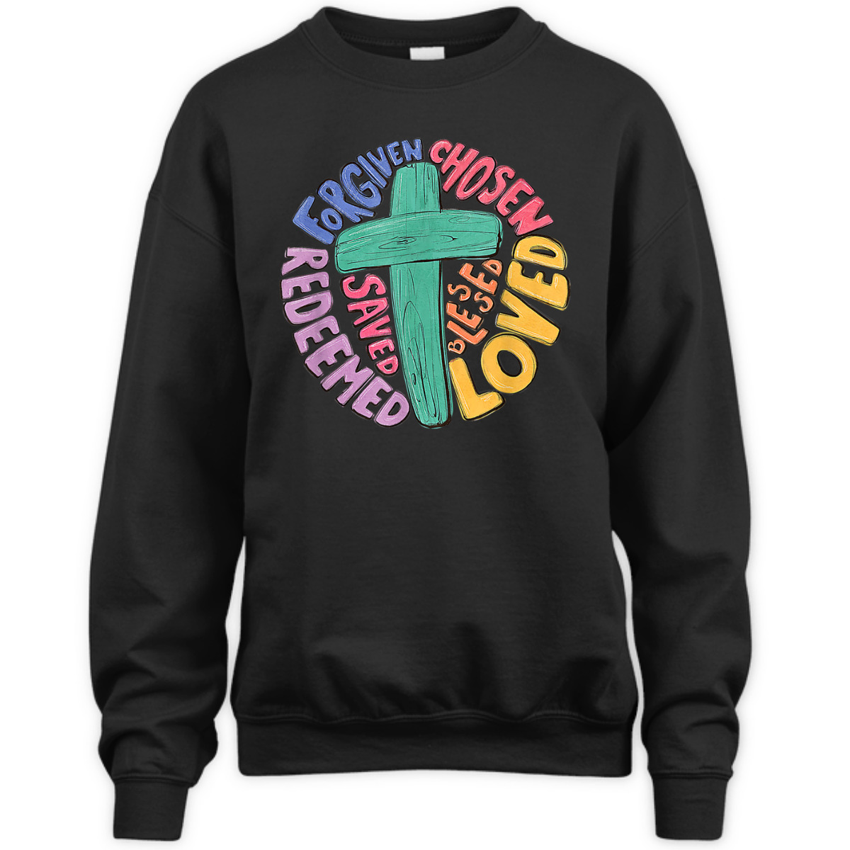 Jesus Cross Forgiven Chosen Loved Redeemed Christian T-Shirt