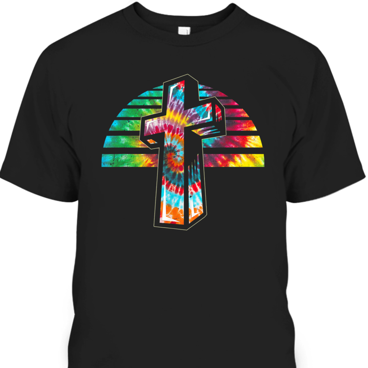 Jesus Christian Cross Tie Dye Rainbow Religious T-Shirt Jesus Christian Cross Tie Dye Rainbow Religious T-Shirt