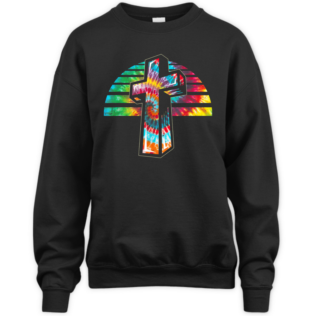 Jesus Christian Cross Tie Dye Rainbow Religious T-Shirt