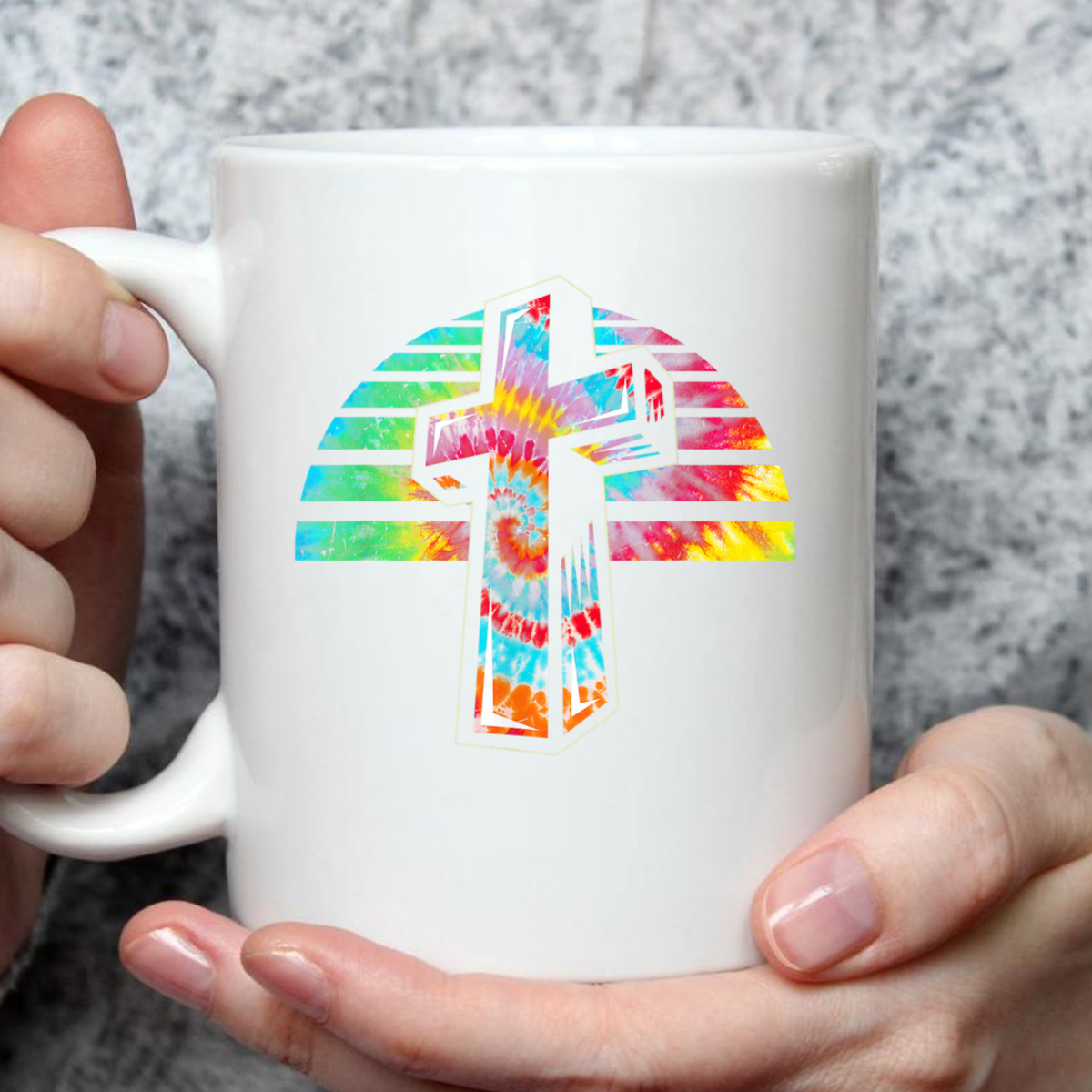 Jesus Christian Cross Tie Dye Rainbow Religious T-Shirt