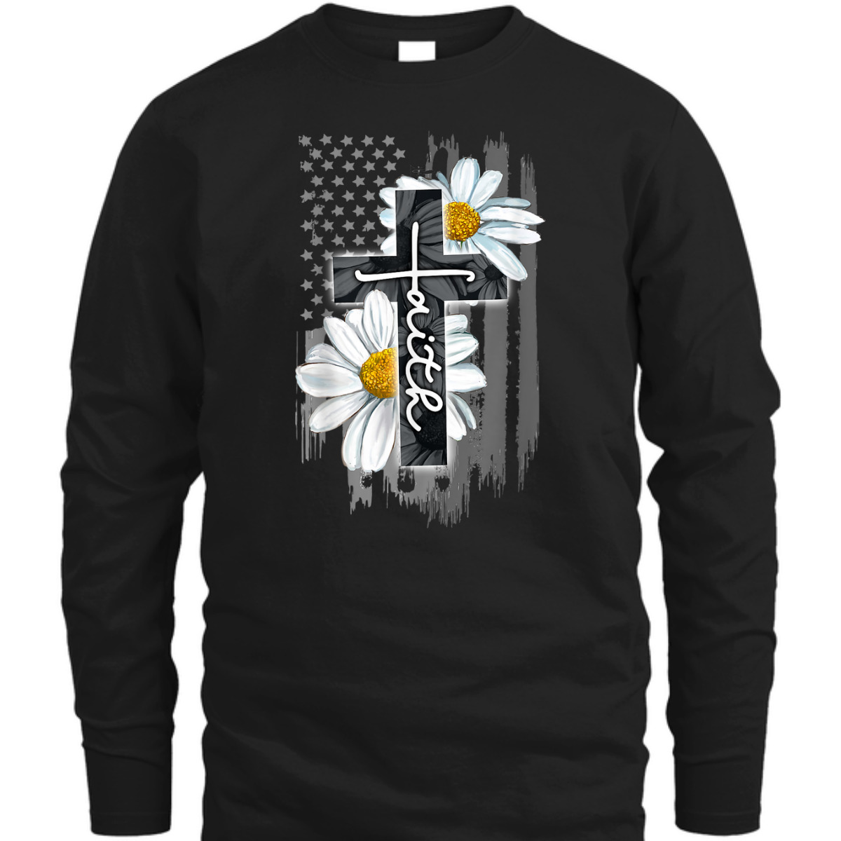 Faith American Flag Daisy Christian Faith Jesus God Lover T-Shirt Faith American Flag Daisy Christian Faith Jesus God Lover T-Shirt