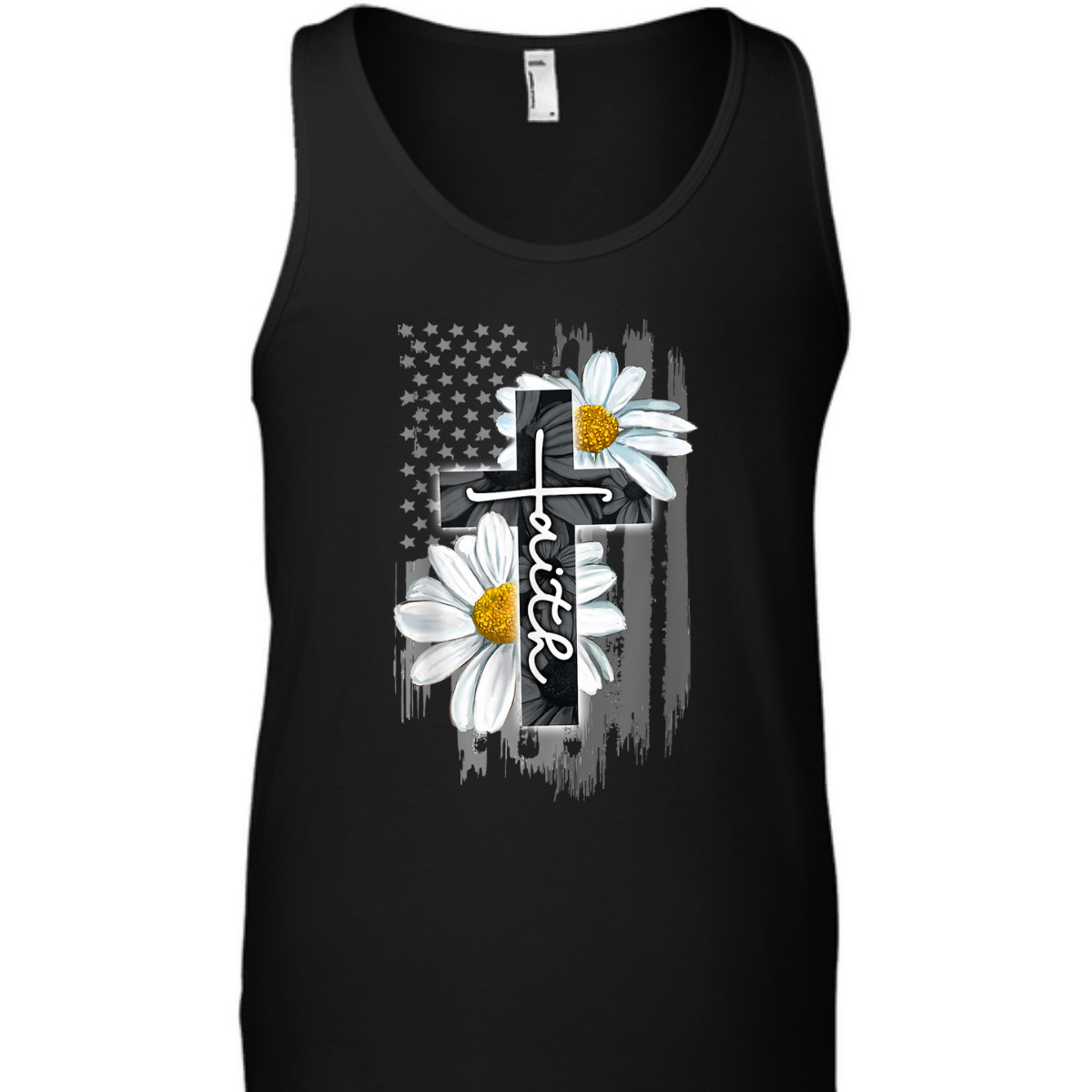 Faith American Flag Daisy Christian Faith Jesus God Lover T-Shirt