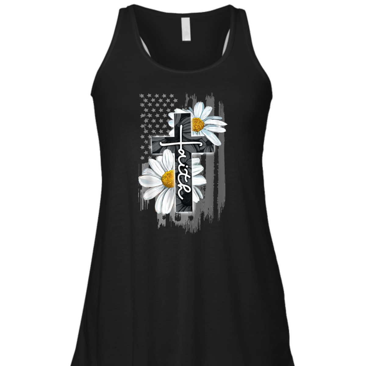 Faith American Flag Daisy Christian Faith Jesus God Lover T-Shirt